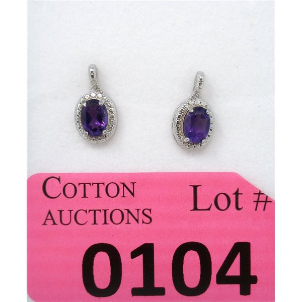 New Amethyst & Diamond Sterling Silver Earrings