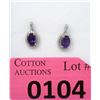 Image 1 : New Amethyst & Diamond Sterling Silver Earrings