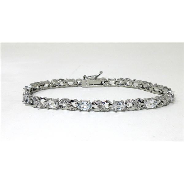 White Topaz & Diamond Tennis Bracelet