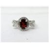 Image 1 : Sterling Silver Garnet & Diamond Ring