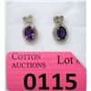 Image 1 : New Amethyst & Diamond Sterling Silver Earrings