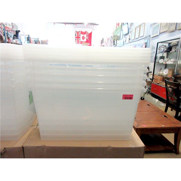 Case of 5 New 50 L Clear Storage Totes w/ Lids