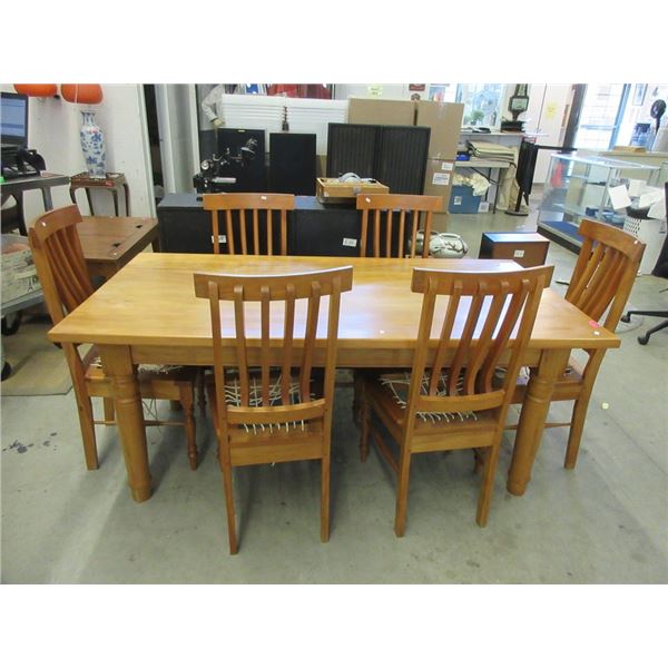 Solid Wood Dining Table with 6 Sturdy Chairs