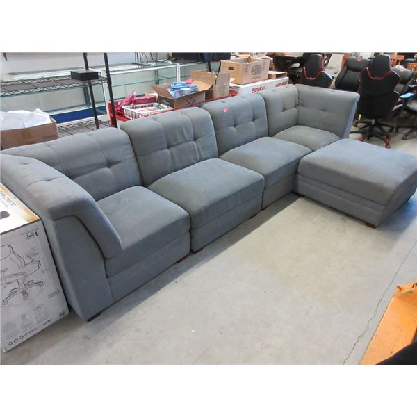 4 Piece Grey Sectional Sofa Plus Ottoman