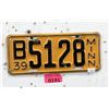 Image 1 : Rare 1939 Minnesota License Plate - Single Plate
