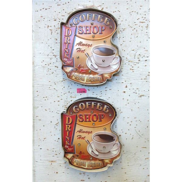 2 New Illuminated Coffee Shop Metal Signs