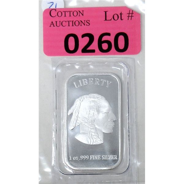 1 Oz. Buffalo/ First Nations .999 Silver Bar