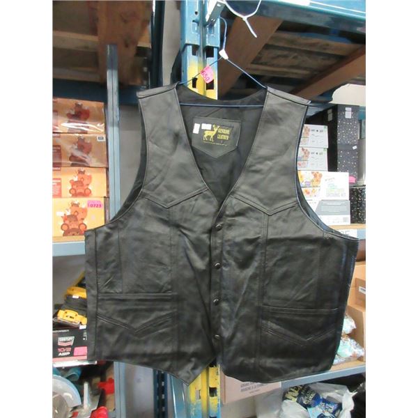 New Black Leather Vest - Size 5X