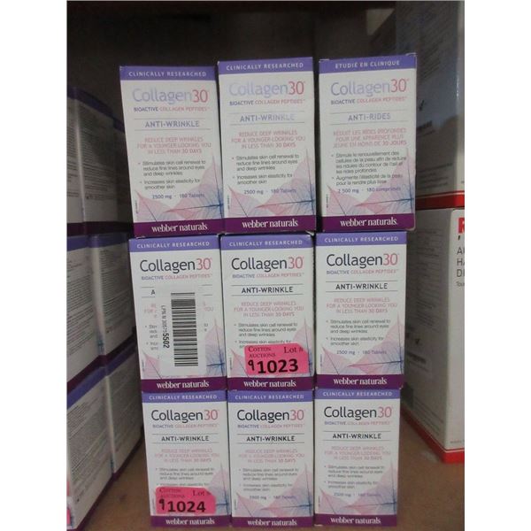 9 Bottles of 180 Webber Collagen30 Peptides