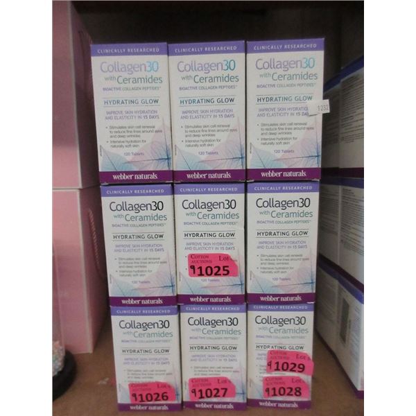 9 Bottles of 120 Webber Collagen30 Peptides