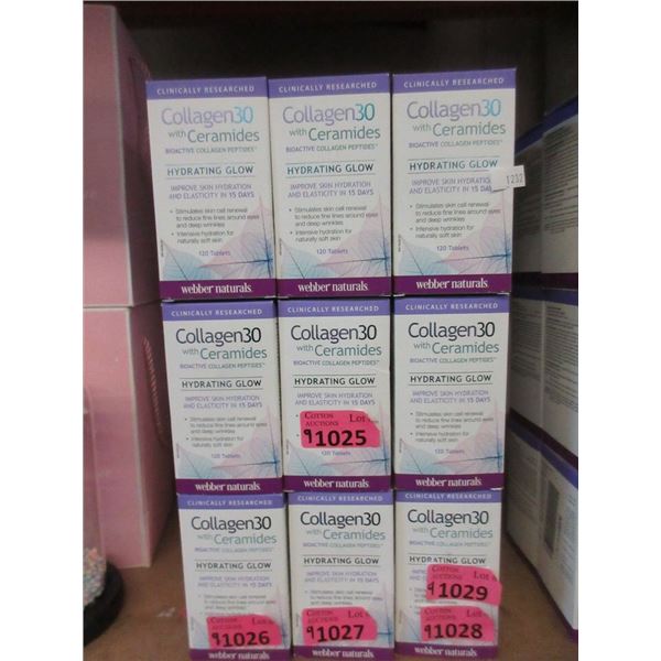 9 Bottles of 120 Webber Collagen30 Peptides