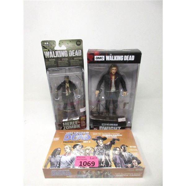 Walking Dead Trading Card Set & 2 Figurines