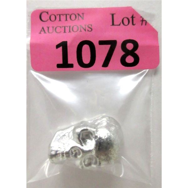 1 Oz .9999 Indium 3D Skull Bar with Flat Back