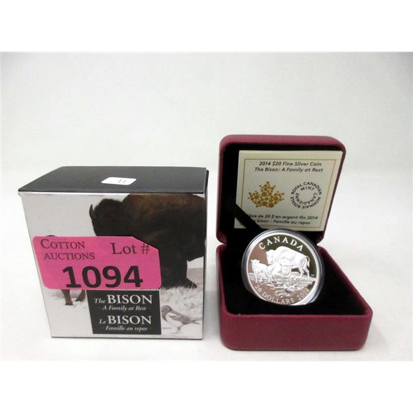 2014 .9999 Fine Silver Canadian $20 Bison Coin