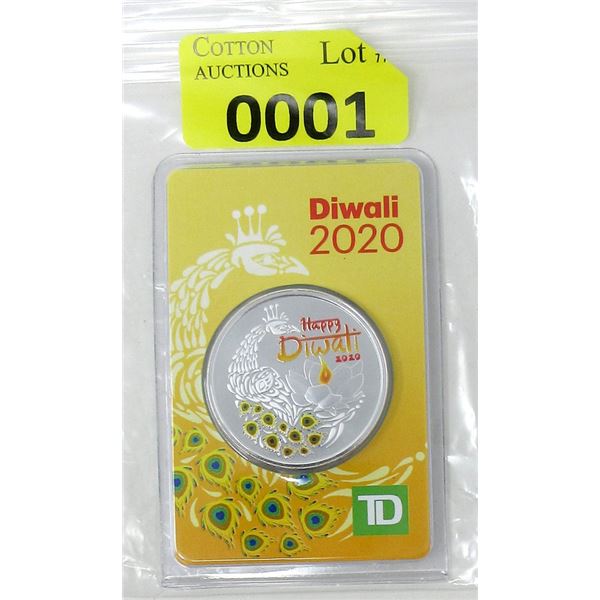 1 Oz. 2020 TD Bank .9999 Silver Diwali Round