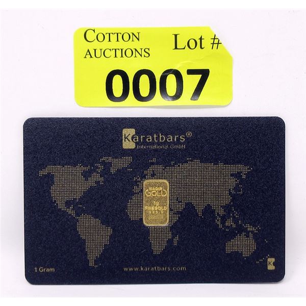 1 Gram Nadir Karatbars .9999 Fine Gold  Bar