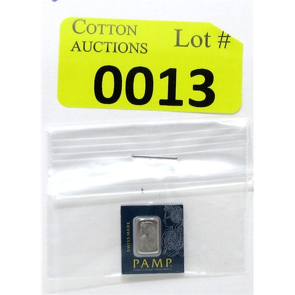 1 Gram .9995 Fine Platinum PAMP Suisse Bar