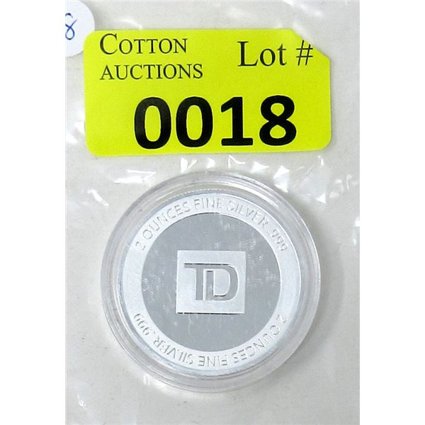 2 Oz .999 Silver TD Investor Round - Encapsulated