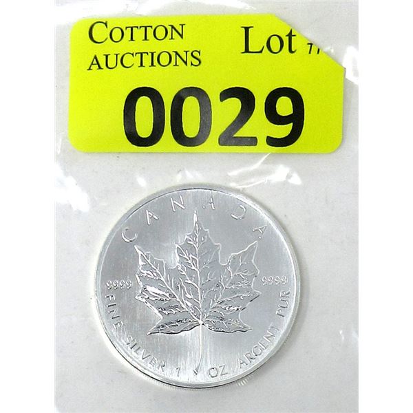 1 Oz .9999 Fine Silver 1991 Canada Maple Leaf Coin