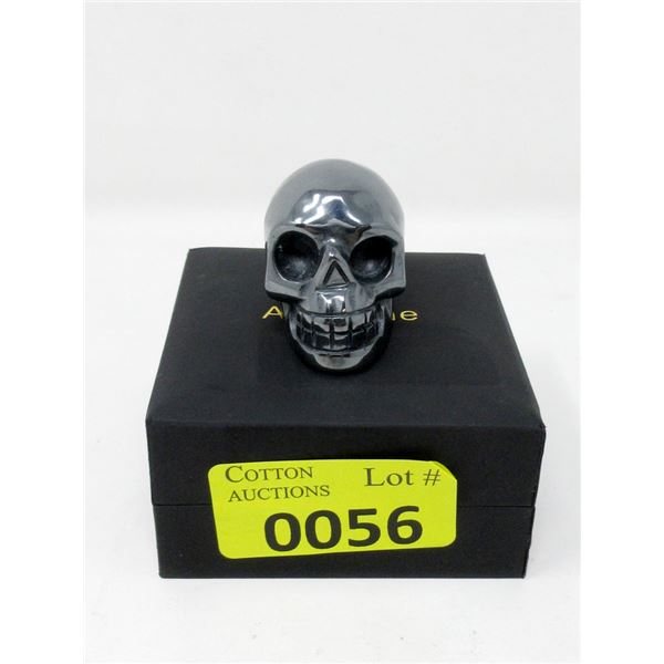 Carved Hematite Gemstone Skull - 1" x 1.5" x 2"