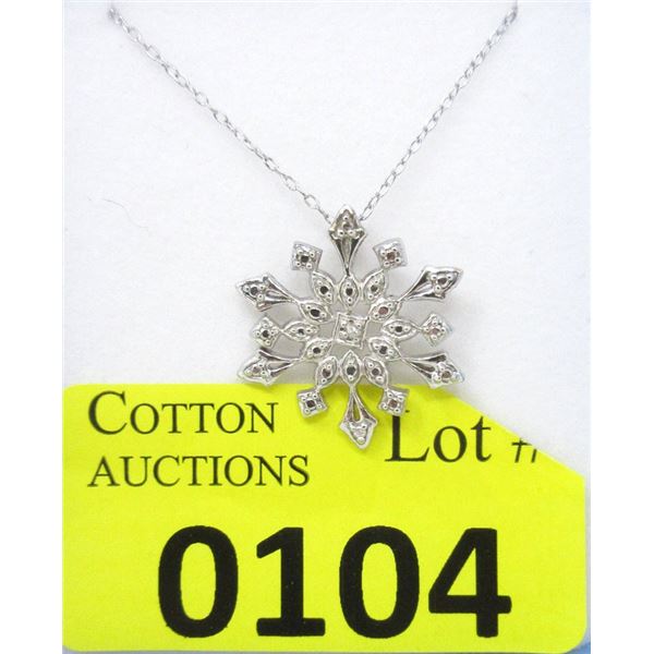 .925 Sterling Silver Diamond Snowflake Pendant