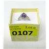 Image 2 : Sterling Silver Amethyst & Diamond Ring