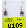 Image 1 : New 2.5 CT Amethyst & Diamond Dangle Earrings