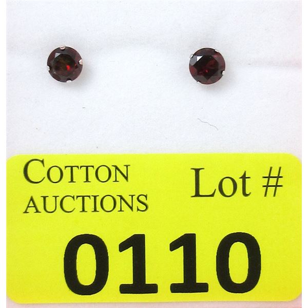 New 14 KT Gold Garnet Stud Earrings