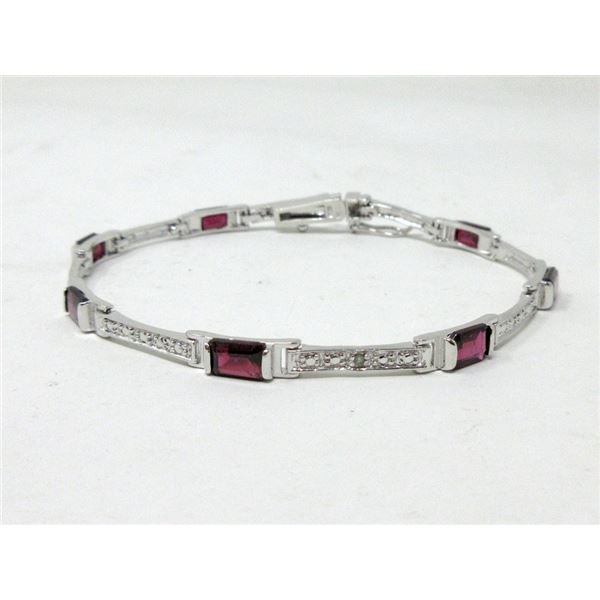 Garnet & Diamond Tennis Bracelet