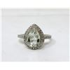 Image 1 : Sterling Silver Green Amethyst & Diamond Ring