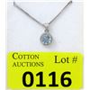 Image 1 : Sterling Silver Blue Topaz & Diamond Pendant