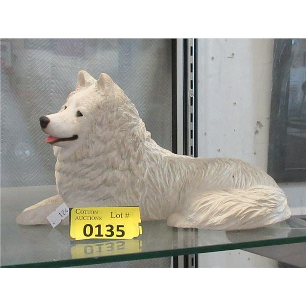 Sandicast Samoyed Dog Sculpture - With Sticker