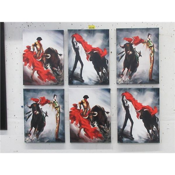 6 New Canvas Toreador & Bull Wall Art