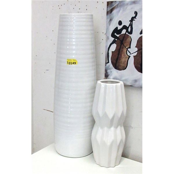 One 26" and One 16" White Ceramic Vase