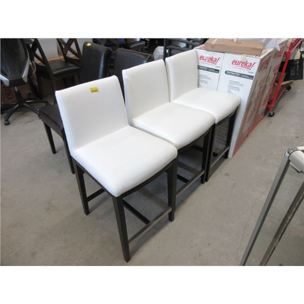 3 White 26" Bar Stools with Espresso Legs