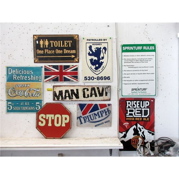 9 Assorted Metal Novelty Signs