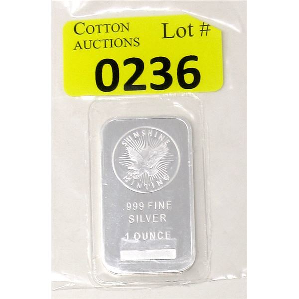 1 Oz. Sunshine Minting .999 Silver Bar