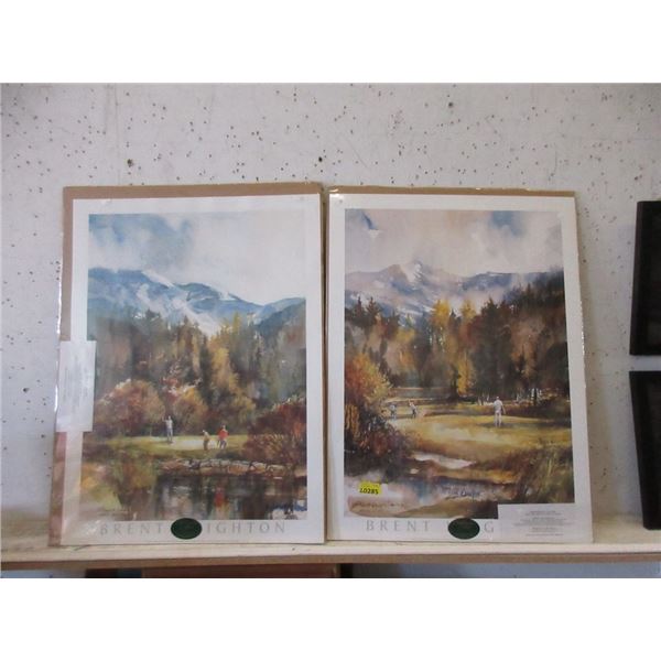 2 Unframed Brent Heighton Golf Themed Prints