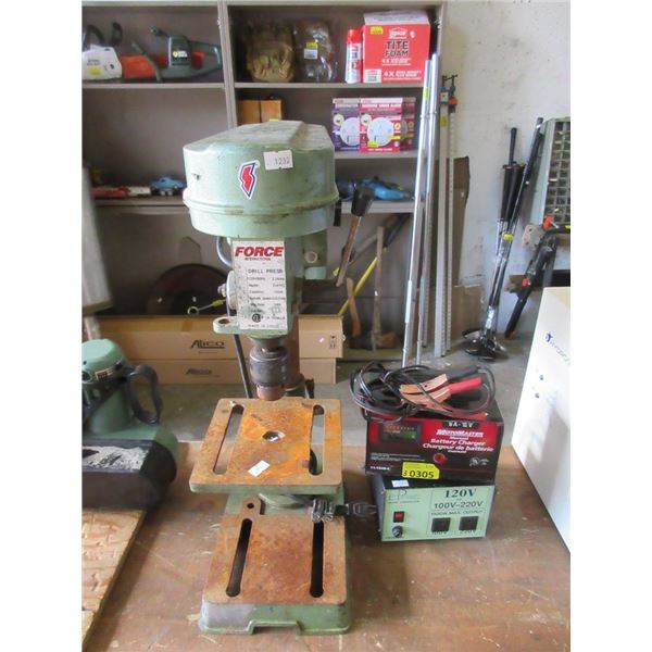 Force Drill Press, Battery Charger & Convertor