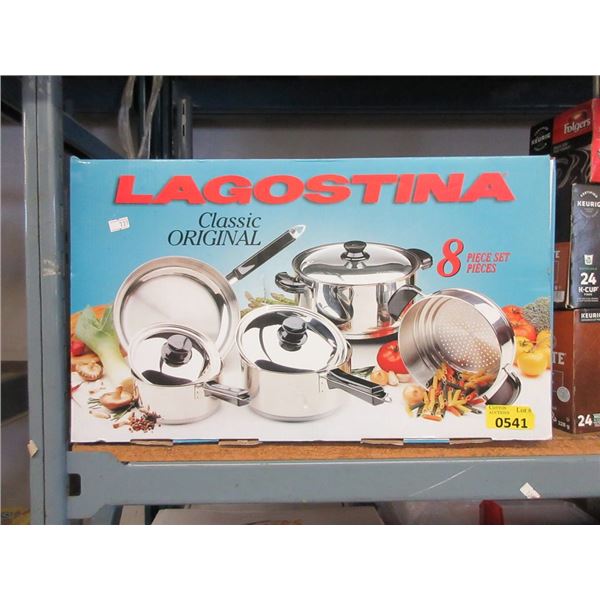 New Lagostina 8 Piece Stainless Steel Cookware