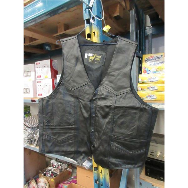 New Black Leather Vest - Size 5X