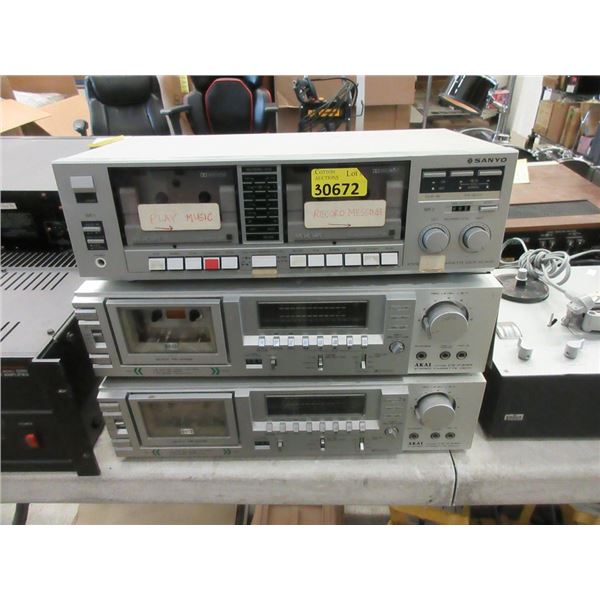 2 Akai & 1 Sanyo Dubbing Cassette Deck