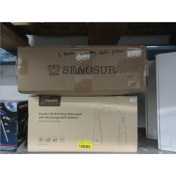 Rolling Neck Massager & Box of 2 Pillows