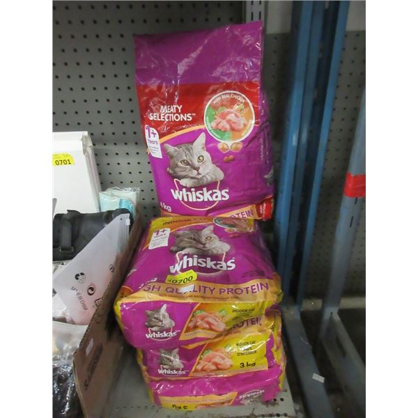 4 Bags of Whiskas Dry Meaty Selections Cat Food