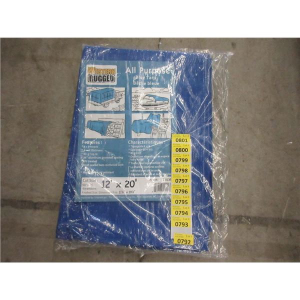 New 12  x 20  All Purpose Blue Tarp