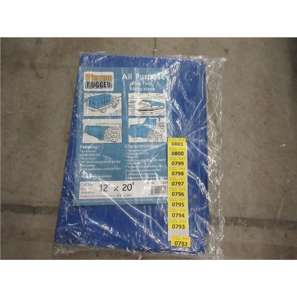 New 12  x 20  All Purpose Blue Tarp