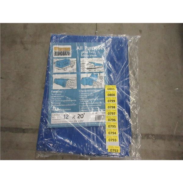 New 12" x 20" All Purpose Blue Tarp