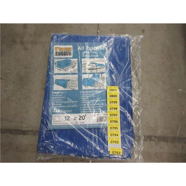 New 12  x 20  All Purpose Blue Tarp