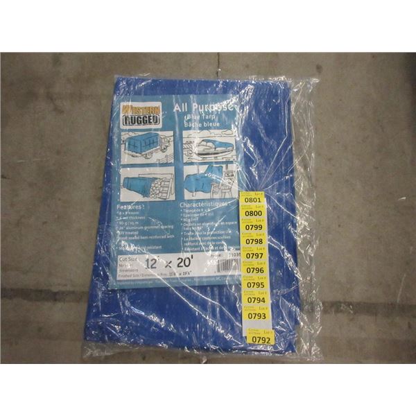 New 12  x 20  All Purpose Blue Tarp