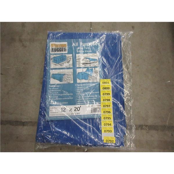 New 12  x 20  All Purpose Blue Tarp